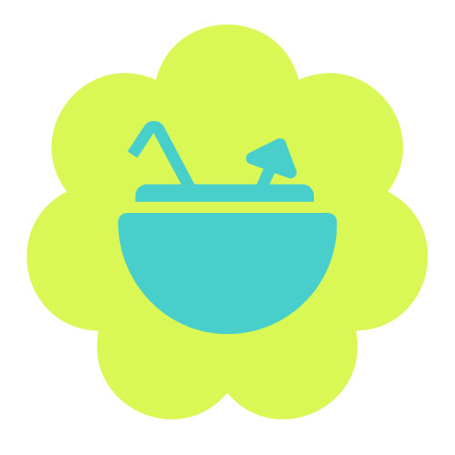 Icon of a blue sink with faucet on a green background