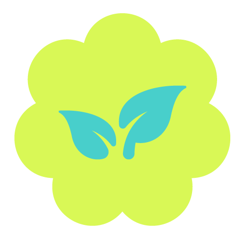 Green flower with blue leaves on a white background