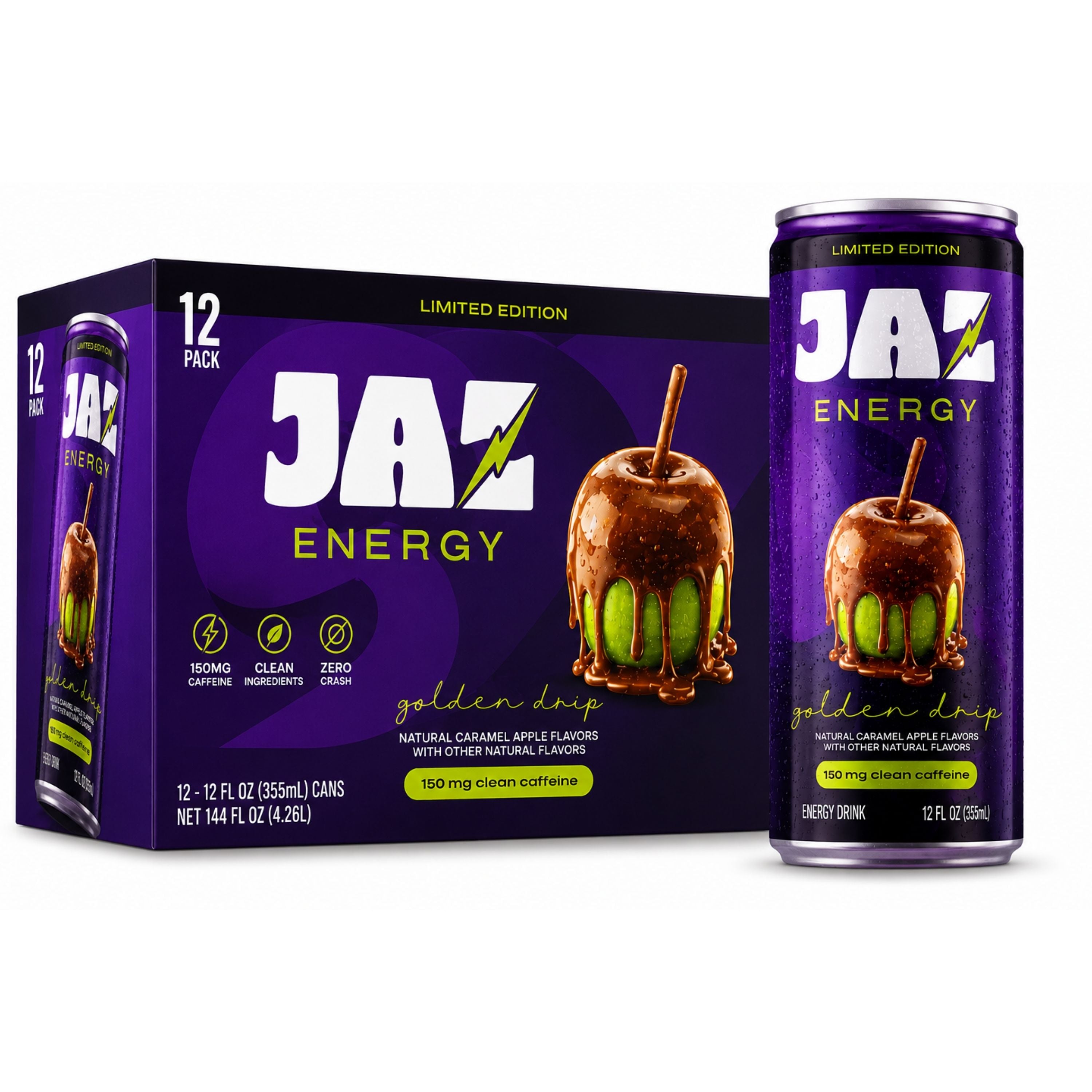 Golden Drip Caramel Apple Energy Drink (12 Pack)